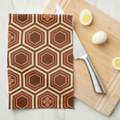Hexagonal Kimono Print, Braun und Beige Geschirrtuch (Viertel Falte)