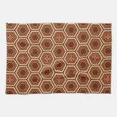 Hexagonal Kimono Print, Braun und Beige Geschirrtuch (Horizontal)