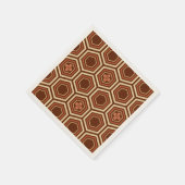Hexagonal Kimono Print, Braun und Beige Serviette (Ecke)