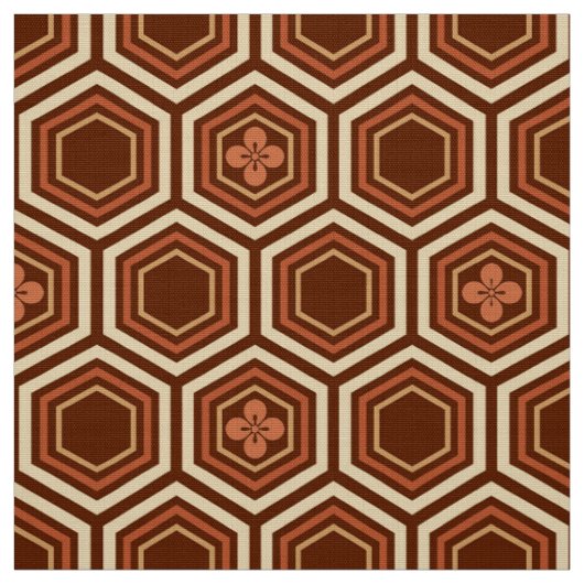 Hexagonal Kimono Print, Braun und Beige Stoff (Muster)