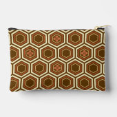 Hexagonal Kimono Print, Braun und Beige Zubehörtasche (Rückseite)