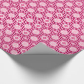 Hexagonal Kimono Print, Burgund und Rosa Geschenkpapier (Ecke)