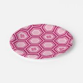 Hexagonal Kimono Print, Burgund und Rosa Pappteller (Schrägansicht)