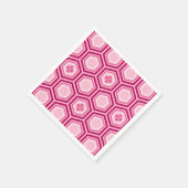 Hexagonal Kimono Print, Burgund und Rosa Serviette (Ecke)