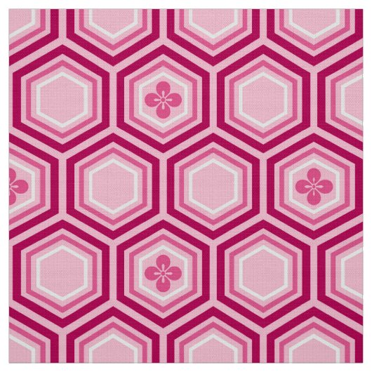 Hexagonal Kimono Print, Burgund und Rosa Stoff (Muster)
