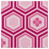 Hexagonal Kimono Print, Burgund und Rosa Stoff (Nahaufnahme)