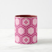 Hexagonal Kimono Print, Burgund und Rosa Tasse (Zentrum)