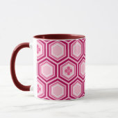 Hexagonal Kimono Print, Burgund und Rosa Tasse (Links)