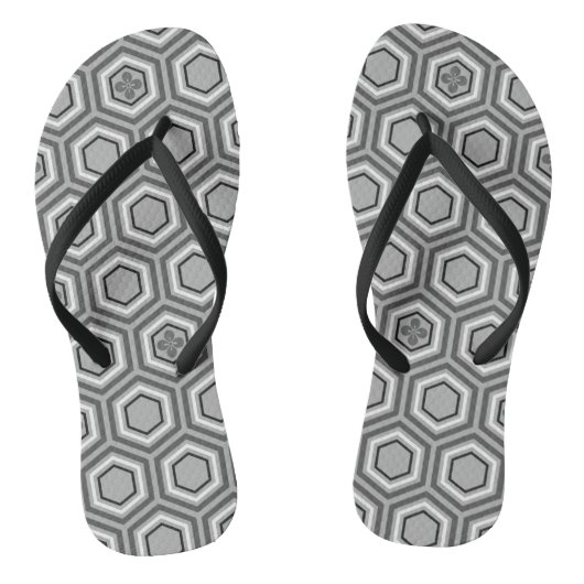 Hexagonal Kimono Print, grau/grau/weiß Badesandalen (Fußbett)