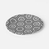 Hexagonal Kimono Print, grau/grau/weiß Pappteller (Schrägansicht)