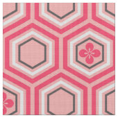 Hexagonal Kimono Print, Korallenrosa und Weiß Stoff (Nahaufnahme)