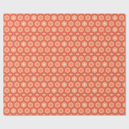 Hexagonal Kimono Print, Mandarin Orange Geschenkpapier (Flach)