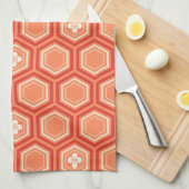 Hexagonal Kimono Print, Mandarin Orange Küchentuch (Viertel Falte)