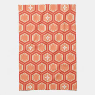 Hexagonal Kimono Print, Mandarin Orange Küchentuch
