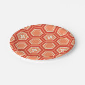 Hexagonal Kimono Print, Mandarin Orange Pappteller (Schrägansicht)