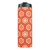 Hexagonal Kimono Print, Mandarin Orange Thermosbecher (Vorderseite)
