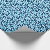 Hexagonal Kimono Print, Navy und Light Blue Geschenkpapier (Ecke)