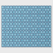 Hexagonal Kimono Print, Navy und Light Blue Geschenkpapier (Flach)