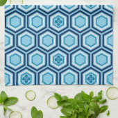 Hexagonal Kimono Print, Navy und Light Blue Küchentuch (Gefaltet)