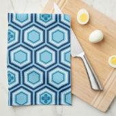 Hexagonal Kimono Print, Navy und Light Blue Küchentuch (Viertel Falte)