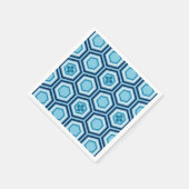 Hexagonal Kimono Print, Navy und Light Blue Serviette (Ecke)