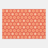 Hexagonal Kimono Print, Rosa, Blau, Orange Geschenkpapier Set (Vorderseite 3)