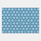 Hexagonal Kimono Print, Rosa, Blau, Orange Geschenkpapier Set (Vorderseite 2)