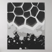 Hexagonal Pattern with Gray Paint Splashes Poster (Vorne)