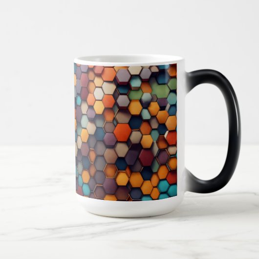 Hexagonal Prism Abstraktes Muster - Farbmorphie Verwandlungstasse (Rechts)