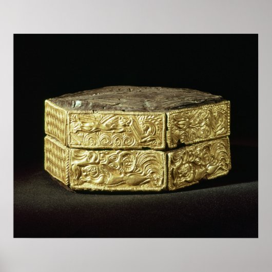 Hexagonale Pyxis mit Tieren dekoriert Poster (Vorne)