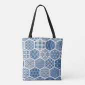 Hexagonale Tasche in Blau & Grau (Rückseite)