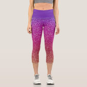 Hexagonaler Glitzer Rainbow Gradient Capri Leggings (Vorderseite)