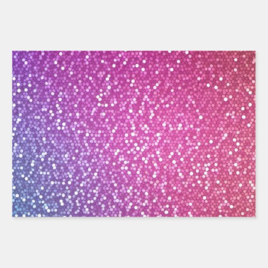 Hexagonaler Glitzer Rainbow Gradient Geschenkpapier Set (Vorderseite)