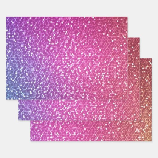 Hexagonaler Glitzer Rainbow Gradient Geschenkpapier Set (Set)