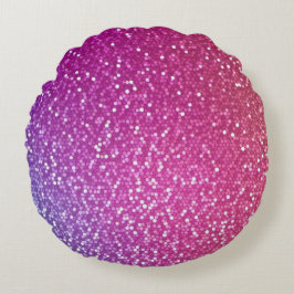 Hexagonaler Glitzer Rainbow Gradient Rundes Kissen