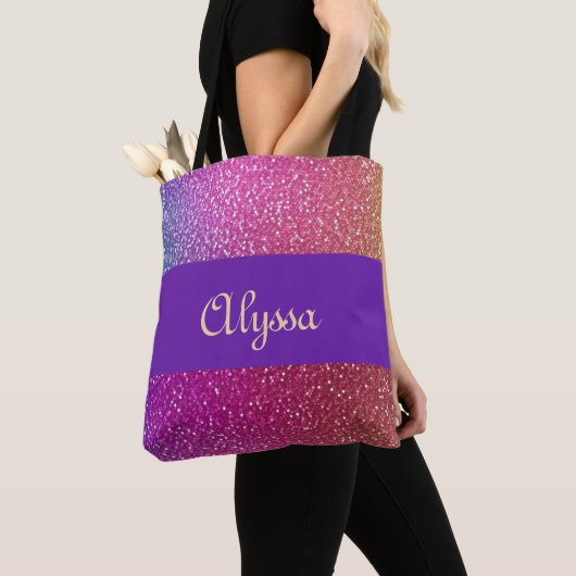 Hexagonaler Glitzer Rainbow Gradient Tasche (Von Nahem)
