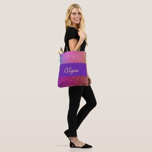 Hexagonaler Glitzer Rainbow Gradient Tasche (Am Model)
