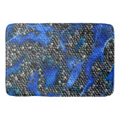 Hexagonalmosaik oder blau und grau bis schwarz badematte (Vorderseite)