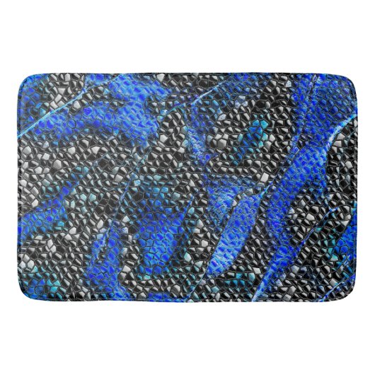 Hexagonalmosaik oder blau und grau bis schwarz badematte (Vorderseite)