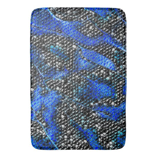 Hexagonalmosaik oder blau und grau bis schwarz badematte (Vorderseite Vertikal)