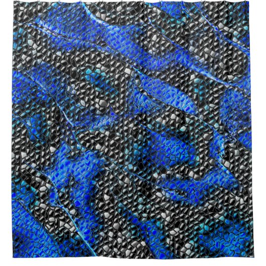 Hexagonalmosaik oder blau und grau bis schwarz duschvorhang (Vorderseite)