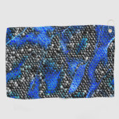 Hexagonalmosaik oder blau und grau bis schwarz golfhandtuch (Horizontal)