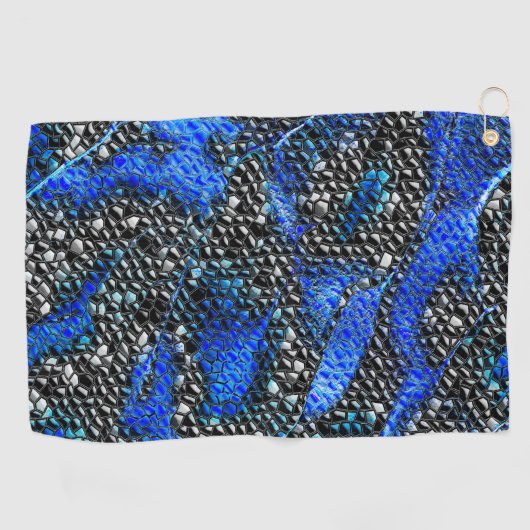 Hexagonalmosaik oder blau und grau bis schwarz golfhandtuch (Horizontal)