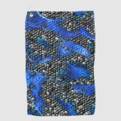 Hexagonalmosaik oder blau und grau bis schwarz golfhandtuch (Vorderseite)
