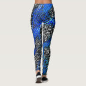 Hexagonalmosaik oder Fisch, grau und königsblau Leggings (Rückseite)
