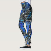 Hexagonalmosaik oder Fisch, grau und königsblau Leggings (Links)