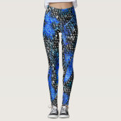 Hexagonalmosaik oder Fisch, grau und königsblau Leggings (Vorderseite)
