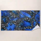 Hexagonalmosaik oder Fisch, schwarz bis königsblau Strandtuch (Vorderseite)