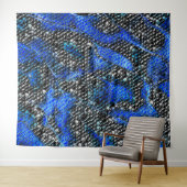 Hexagonalmosaik oder Fisch, schwarz bis königsblau Wandteppich (Beispiel (Horizontal))