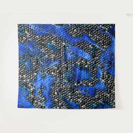 Hexagonalmosaik oder Fisch, schwarz bis königsblau Wandteppich (Vorderseite (Horizontal))